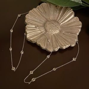 Silver necklace with rhinestones